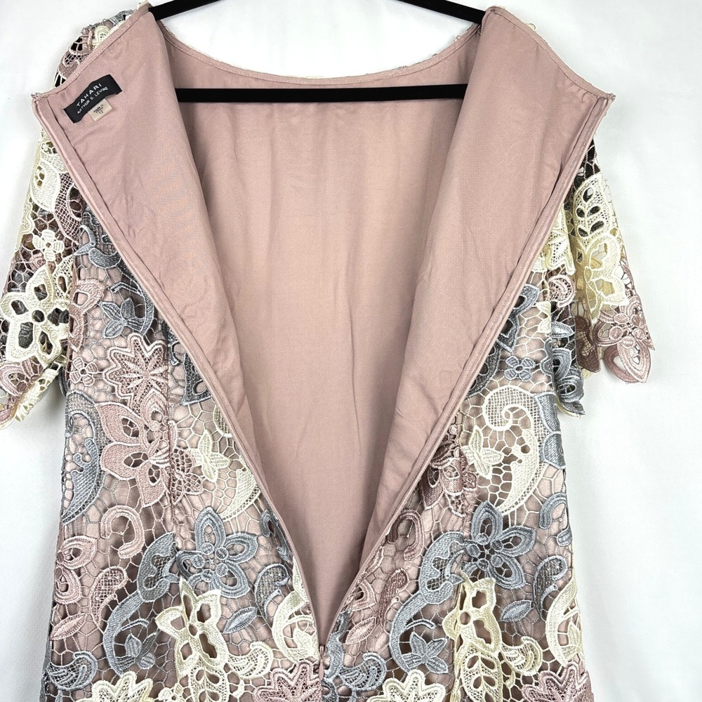 Tahari ASL Shift Dress Size 12 Multicolor Pastel Wedding Feminine Romantic - Picture 7 of 16